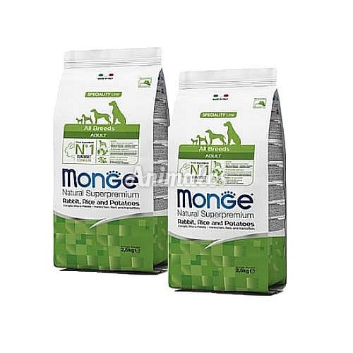 מונג' ארנבת לכלב בוגרים מכל הגזעים 24 ק"ג Monge all breeds adult rabbit rice and potatoes