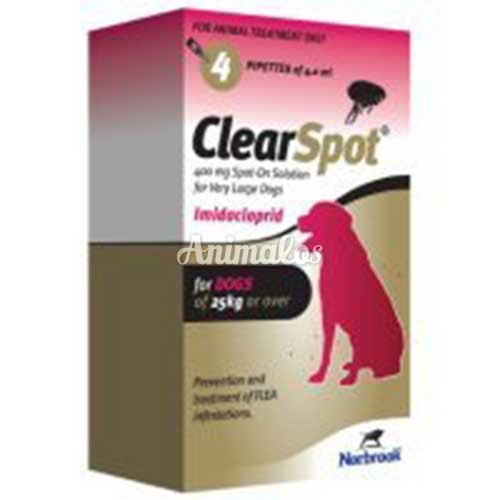 אמפולות קליר ספוט 400 קוטל ומונע פרעושים לכלבים מעל 25 ק"ג clear spot