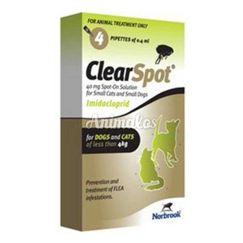 אמפולות קליר ספוט 40 מ"ג לחתולים וכלבים עד 4 ק"ג clear spot
