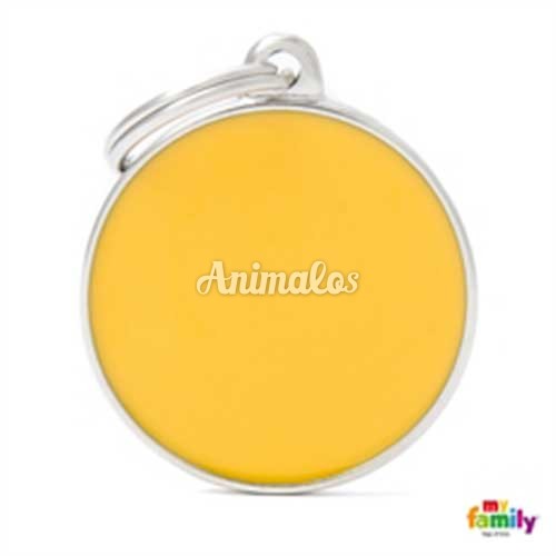 תג שם לכלב עיגול קטן מסגרת כסף