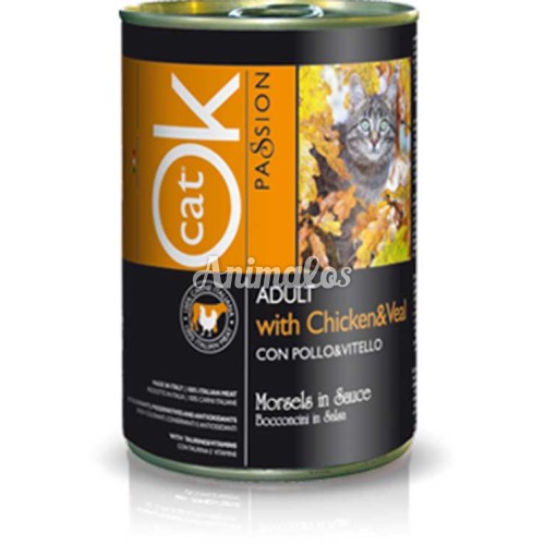 שימורים אוקי לחתול עוף ועגל 405 ג'