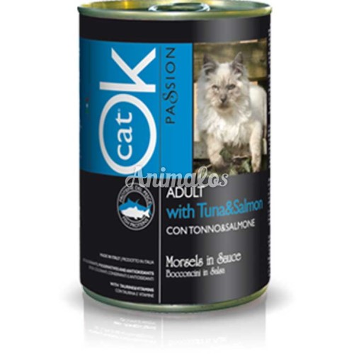 שימורים אוקי לחתול טונה וסלמון 405 ג'