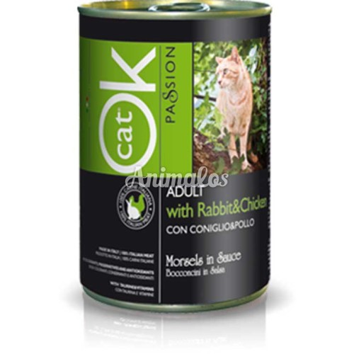 שימורים אוקי לחתול עוף וארנבת 405 ג'