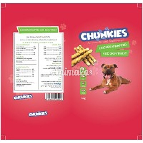 חטיף צ'אנקיז גלילות עור דג קוד עטוף עוף 80 ג'